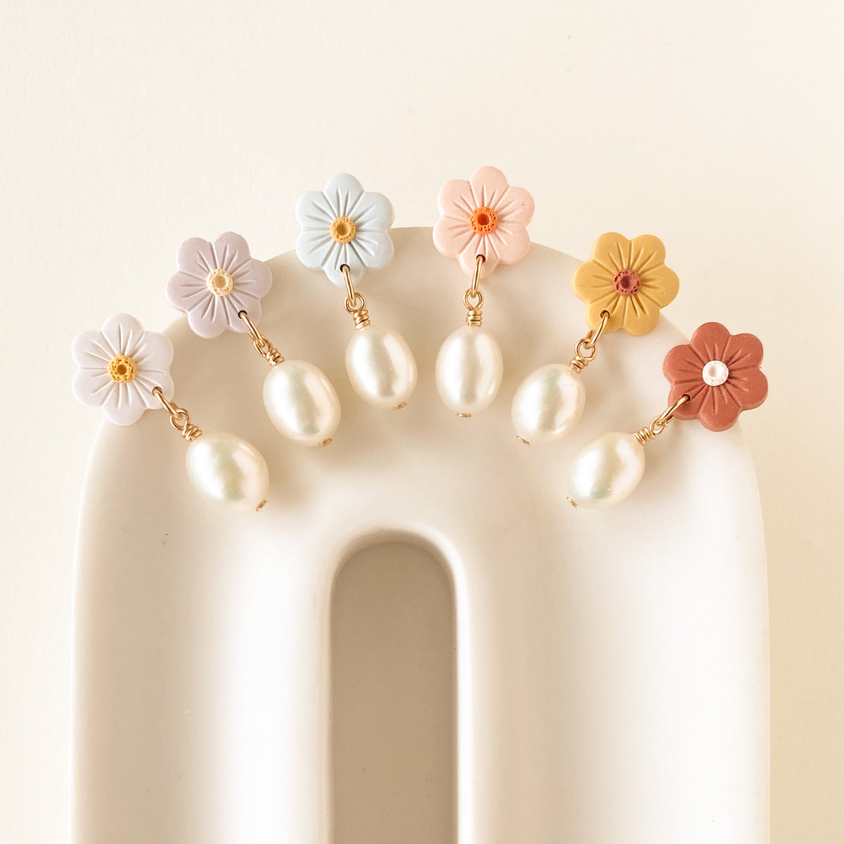 Pearl Daisies | Multi Color Flower Drop Earrings — Wildberry Studio